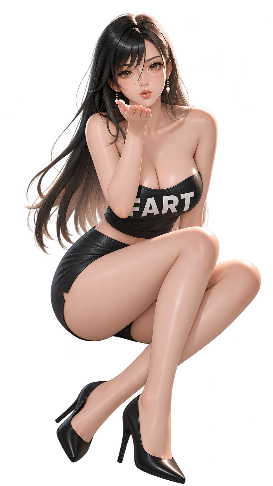FART mascot seated and blowing a kiss